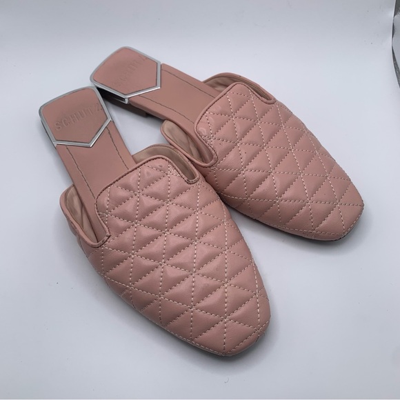 Schutz Adra Quilted Leather Flat Mules size 7B pink slip on 1299 - Picture 11 of 11